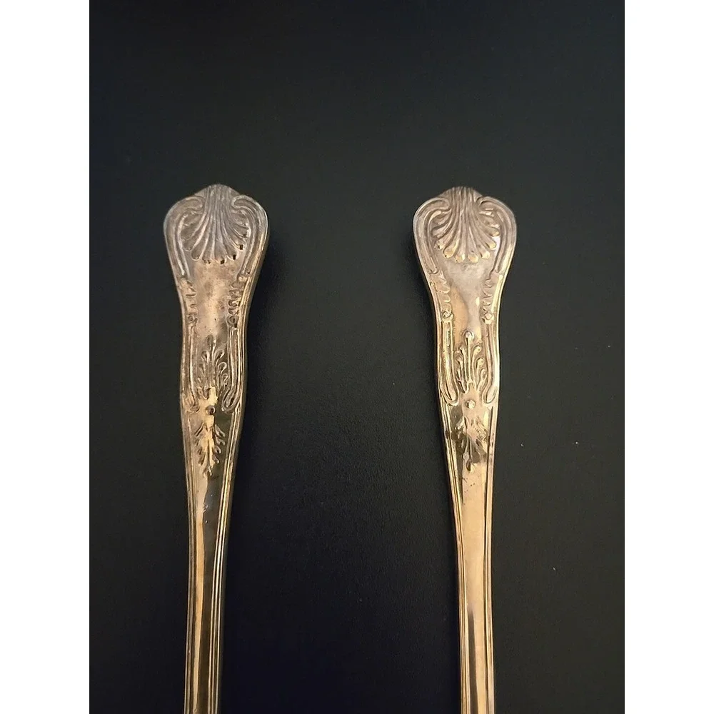 Vintage EPS A1 Sheffield England Silverplate Gold Wash Salad Server‎ Set